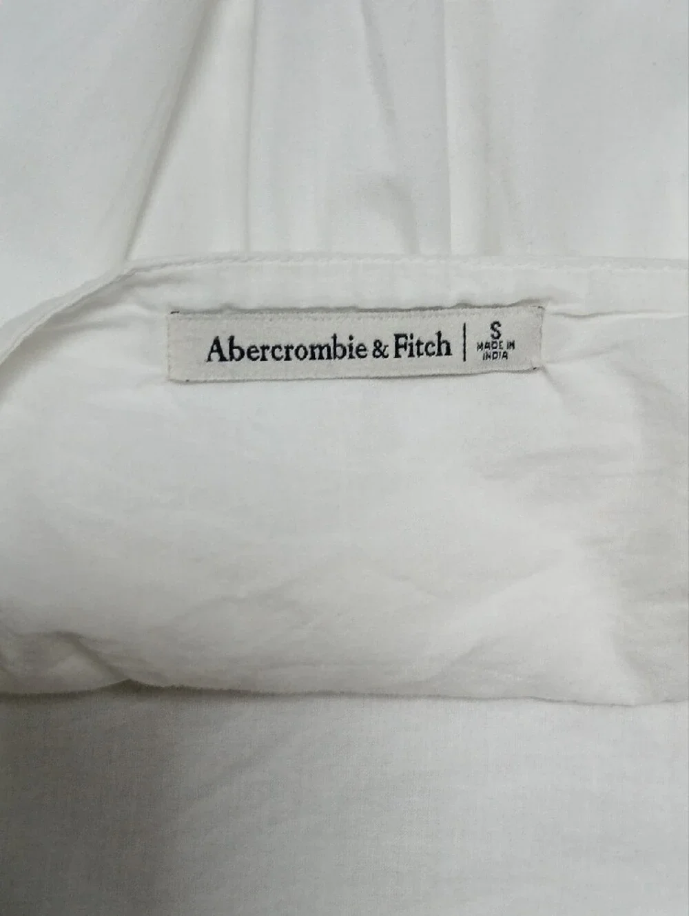 Abercrombie & Fitch White Square-Neck Peplum Top with Puff Sleeves